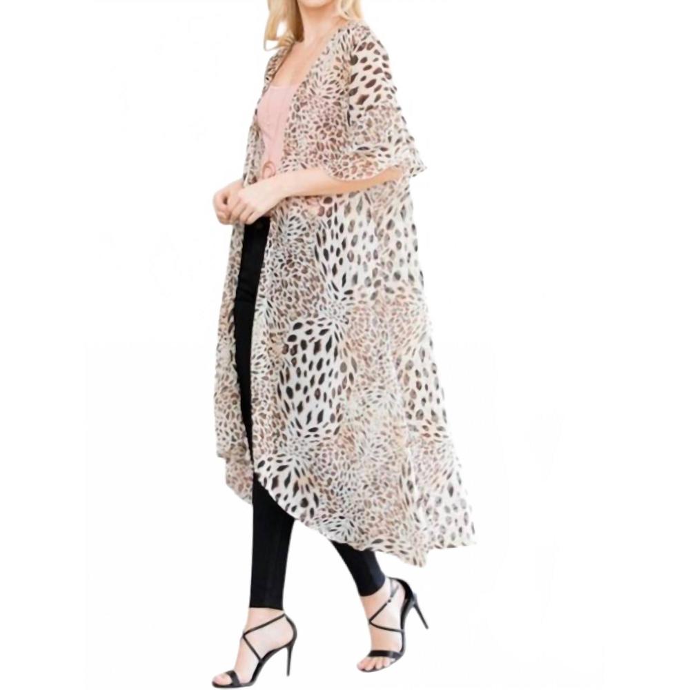 NEW BIJORCA leopard long cardigan in brown